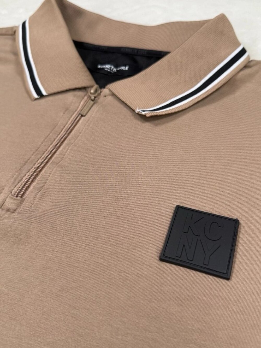 Kenneth Cole New York KCNY Quarter Zip Polo Shirt 4X Tan Taupe Stretch
